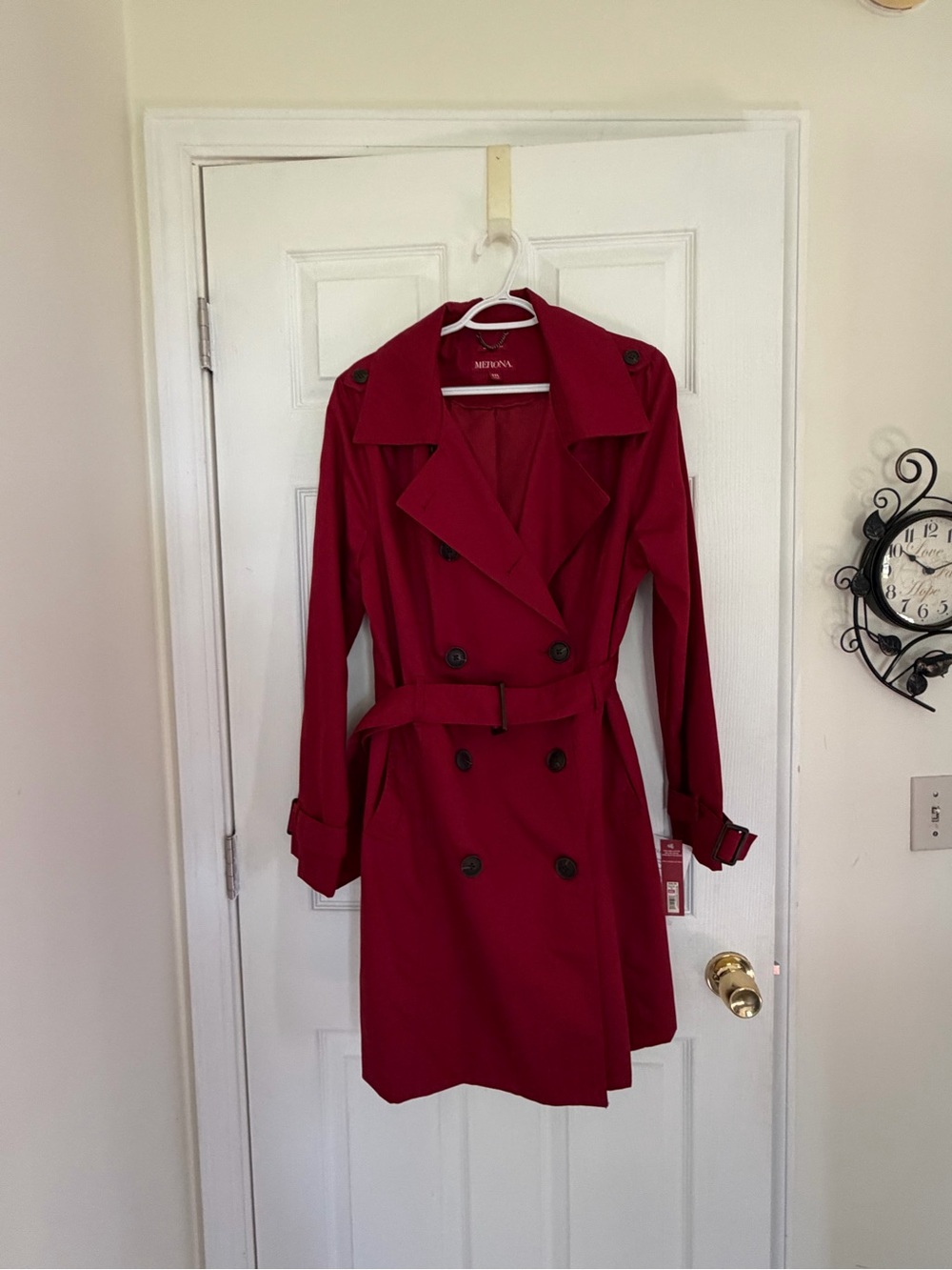 Merona Women's Crimson Double-Breasted Trench Coat with Belt